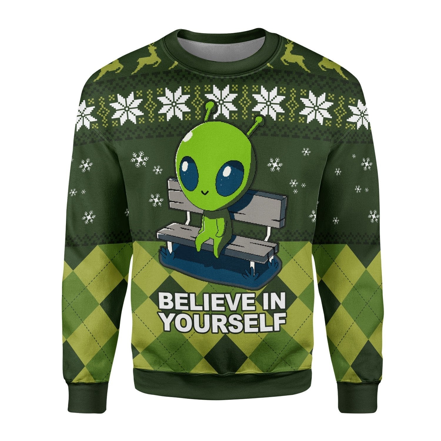 YMskins Tops Pullover Sweatshirt Believe In Yourself Alien 3D Apparel