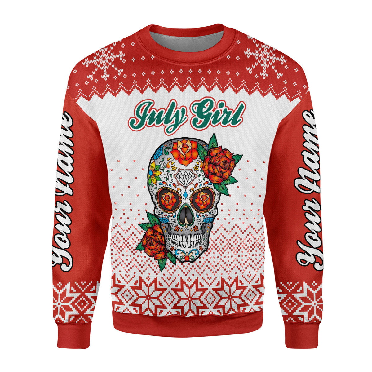 YMskins Personalized Ugly Sweater July Girl All Over Printed
