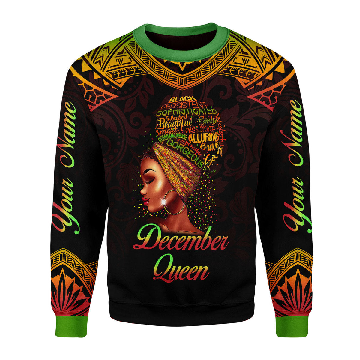 YMskins Personalized Ugly Sweater December Queen All Over Printed