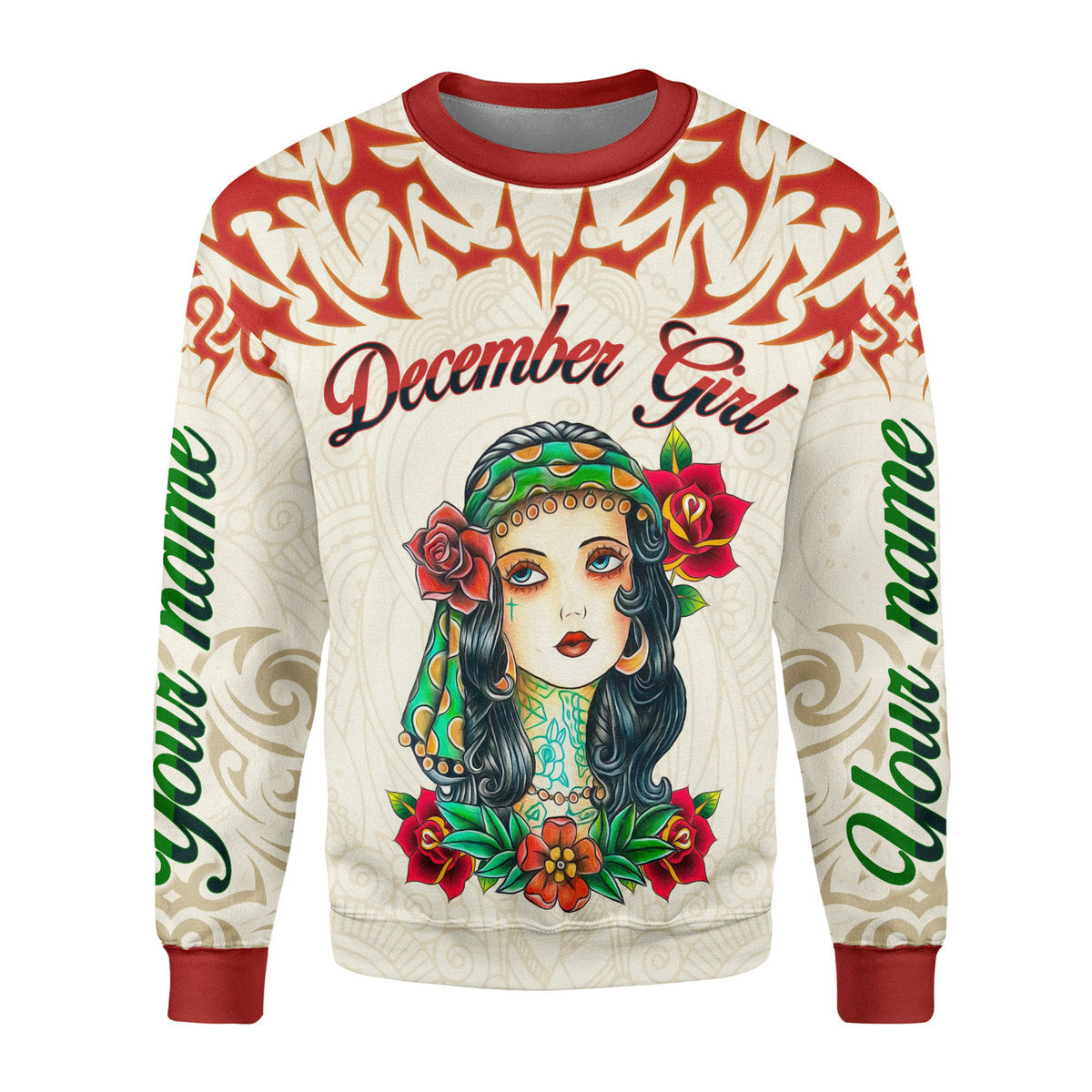 YMskins Personalized Ugly Sweater December Girl All Over Printed