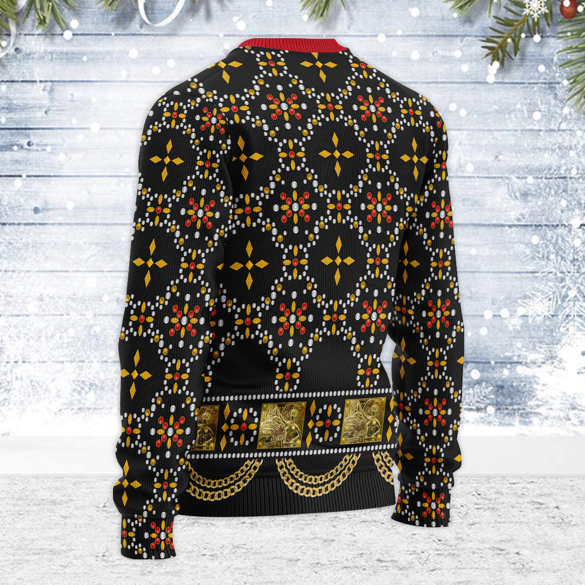 MakerHuman Elvis Black Conquistador Christmas Wool Sweater