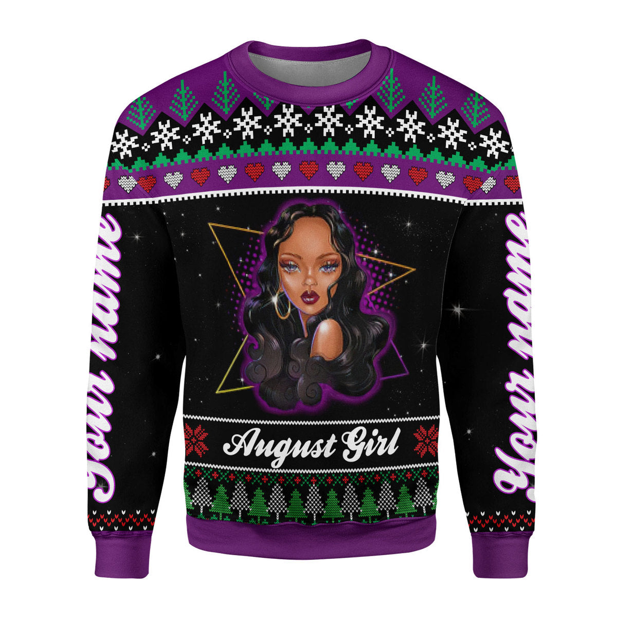 YMskins Personalized Ugly Sweater August Girl All Over Printed