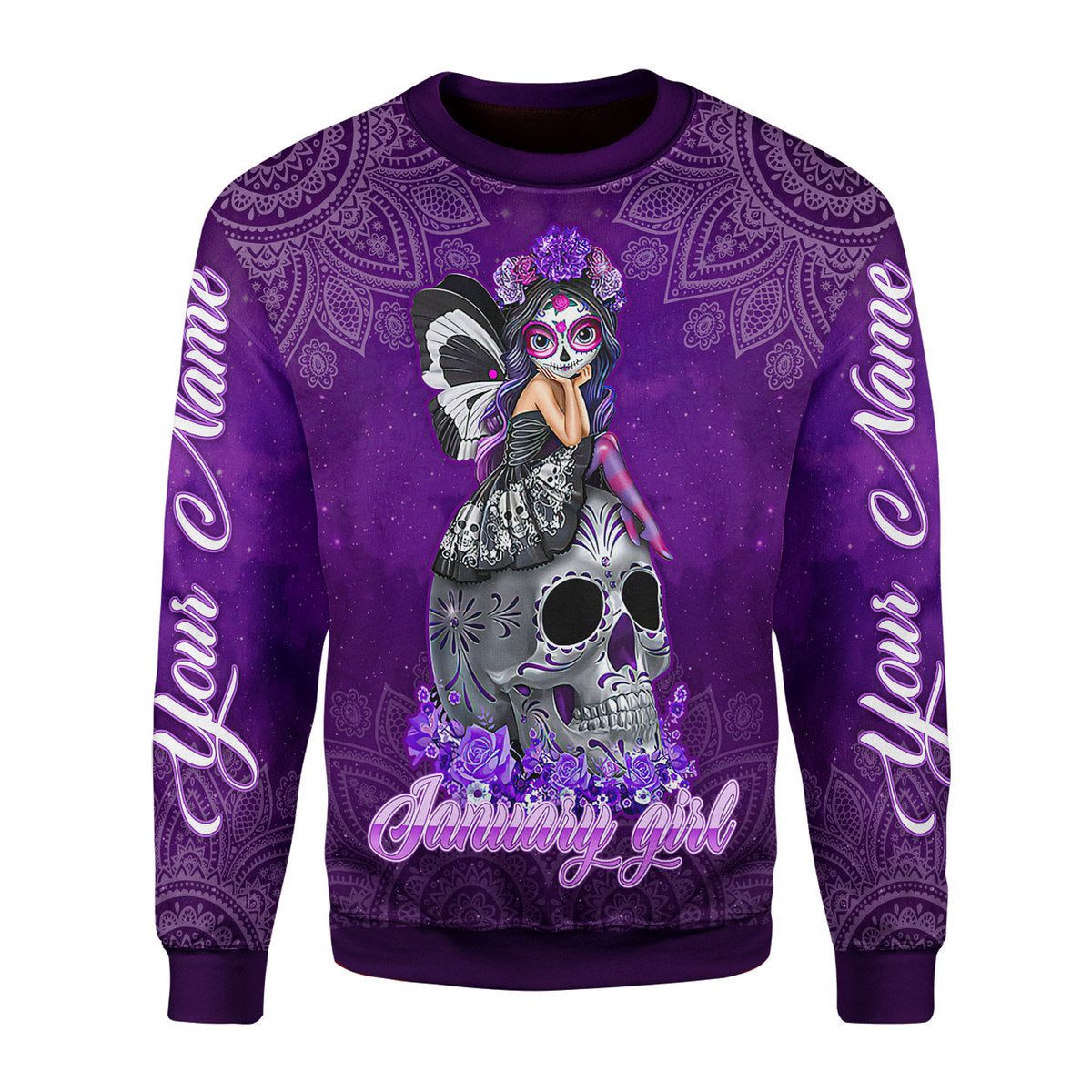 YMskins Personalized Ugly Sweater January Girl I Have Tattoos All Over Printed