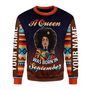 YMskins Personalized Ugly Sweater September Girl All Over Printed