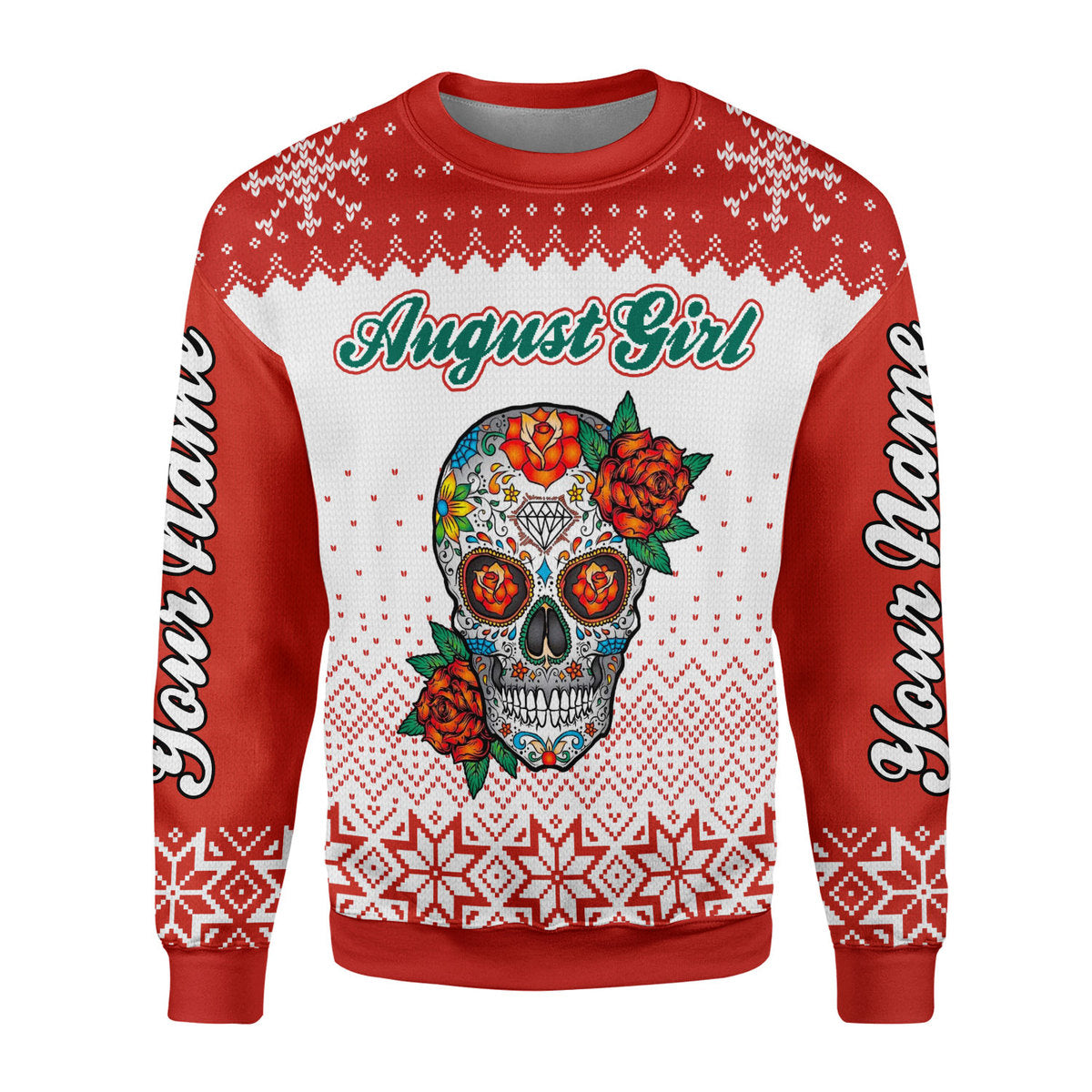 YMskins Personalized Ugly Sweater August Girl All Over Printed