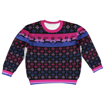 YMskins Kid Christmas Sweater Bisexual Pride Flag 3D Apparel