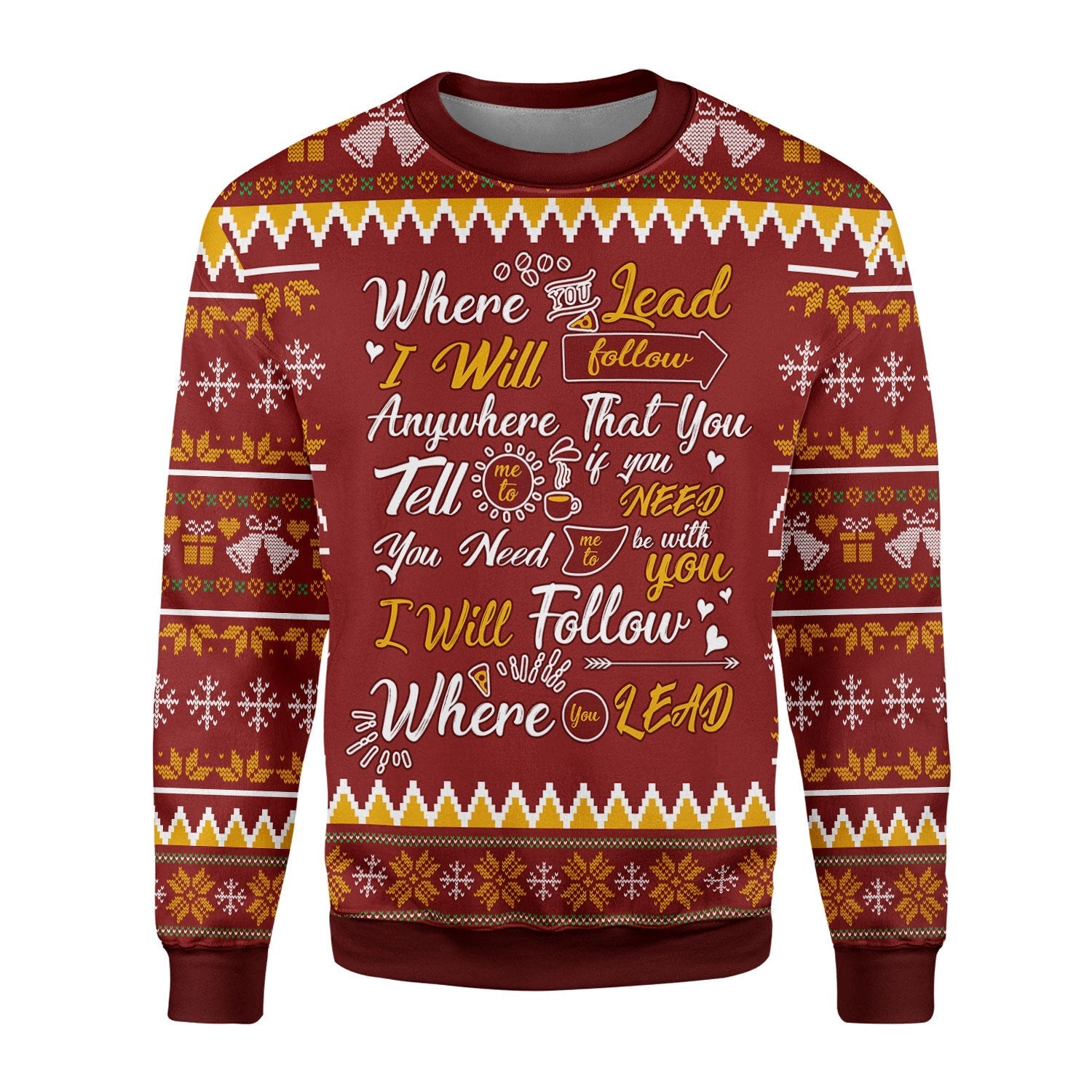 YMskins Christmas Sweater Gilmore Girls Theme Song Where You Lead I Will Follow 3D Apparel