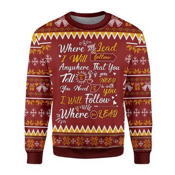 YMskins Christmas Sweater Gilmore Girls Theme Song Where You Lead I Will Follow 3D Apparel
