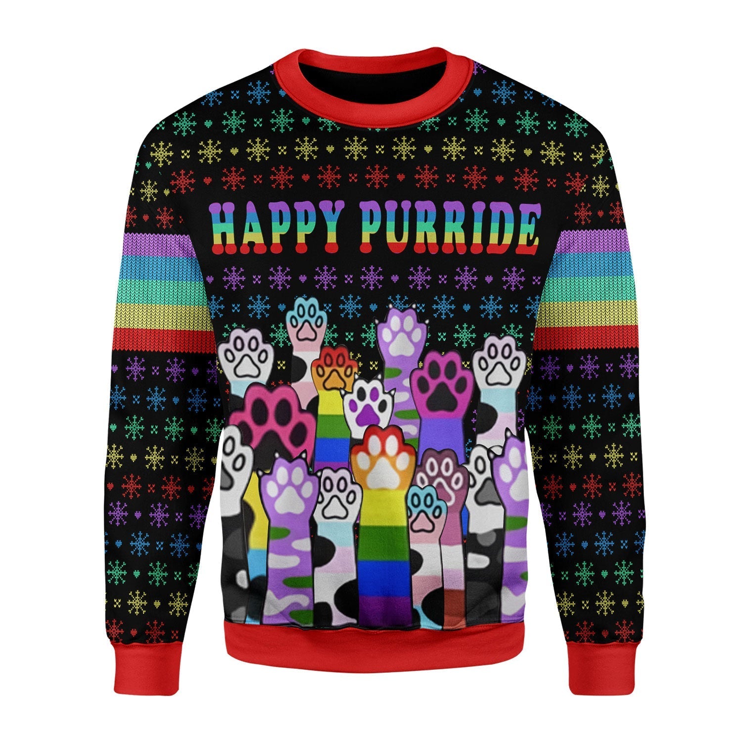 YMskins Christmas Sweater Happy Purride LGBT 3D Apparel