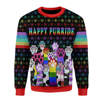 YMskins Christmas Sweater Happy Purride LGBT 3D Apparel