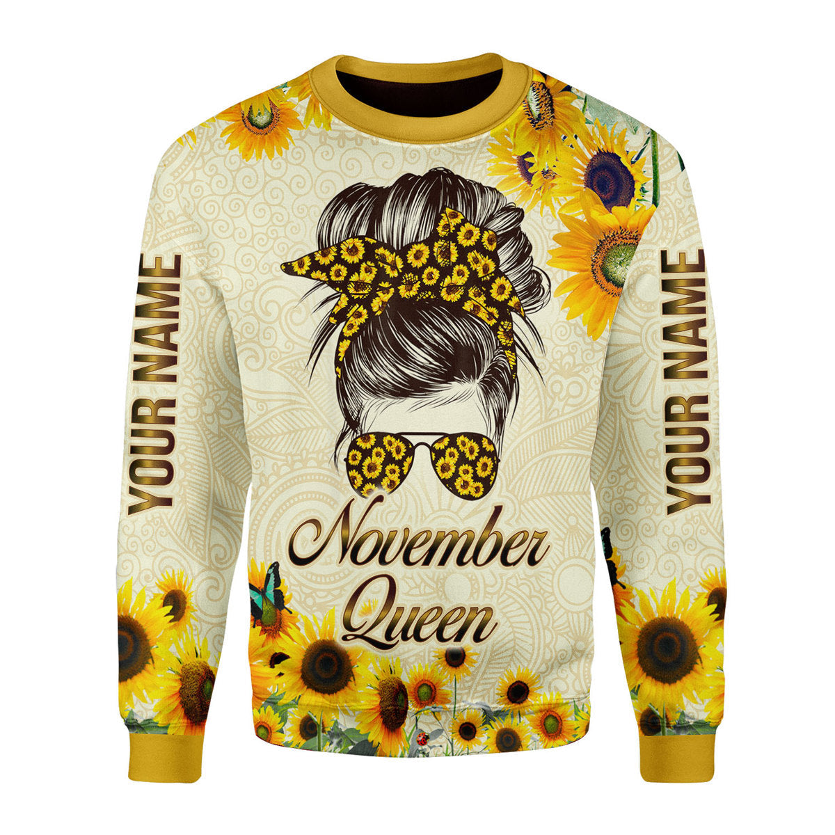 YMskins Personalized Ugly Sweater November Queen All Over Printed