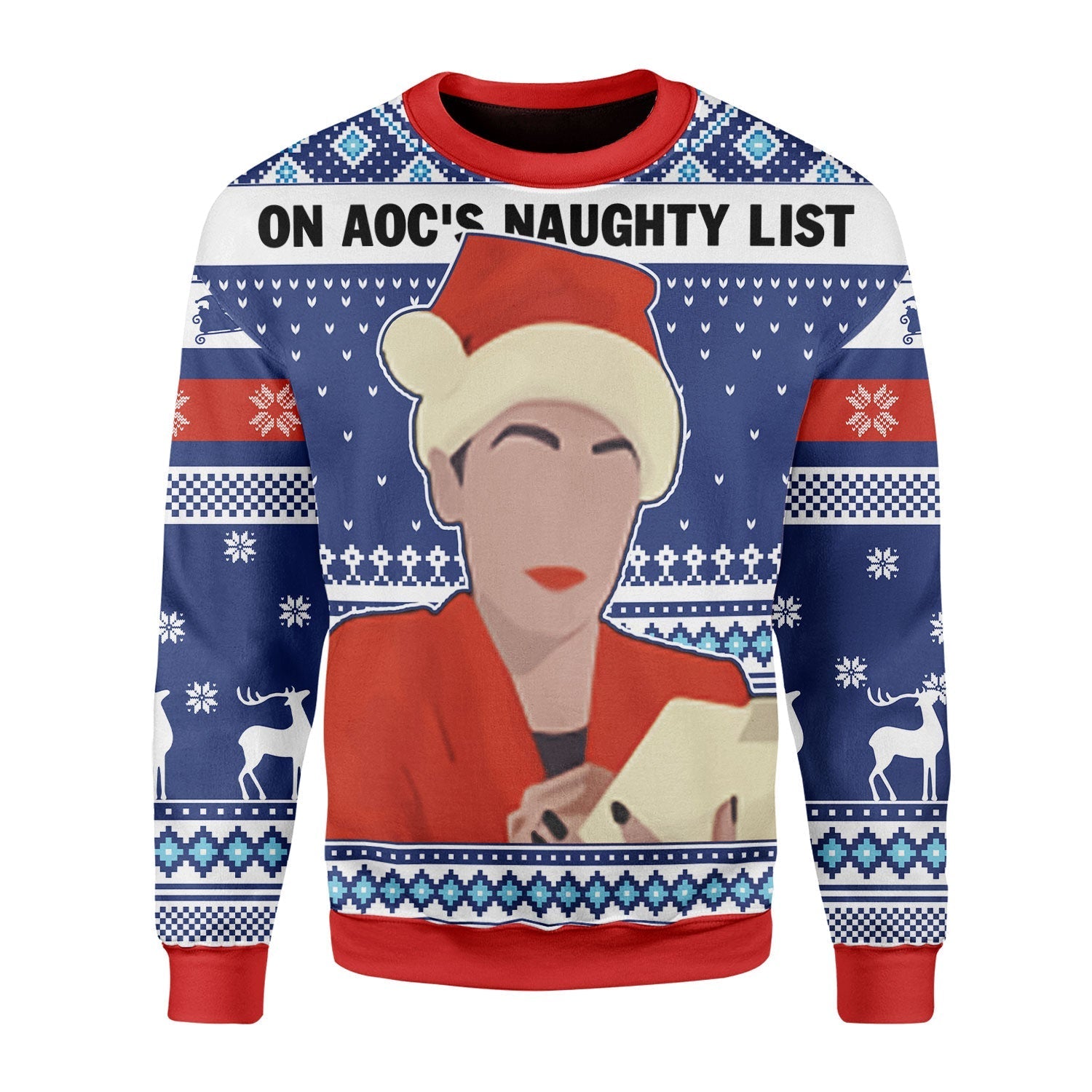 YMskins Christmas Sweater On AOC's Naughty List 3D Apparel