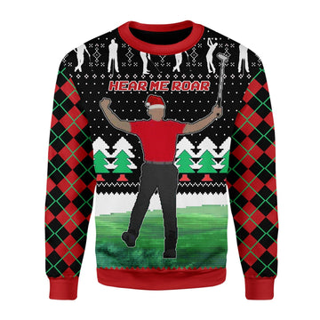 YMskins Christmas Sweater Here Him Roar 3D Apparel