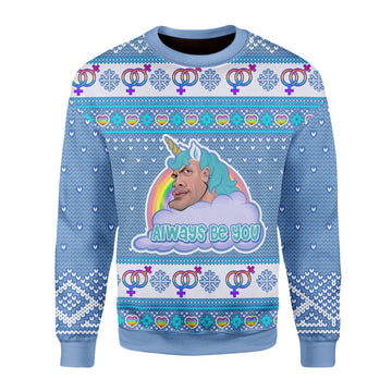 YMskins Christmas Sweater The Rock Dwayne Johnson Always Be You 3D Apparel