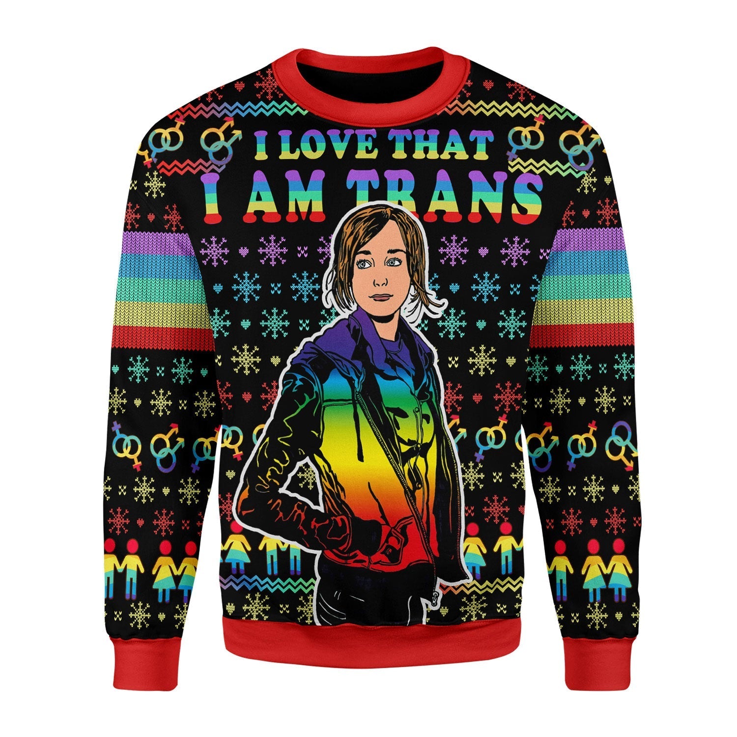 YMskins Christmas Sweater I Love That I Am Trans 3D Apparel
