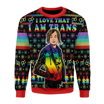 YMskins Christmas Sweater I Love That I Am Trans 3D Apparel