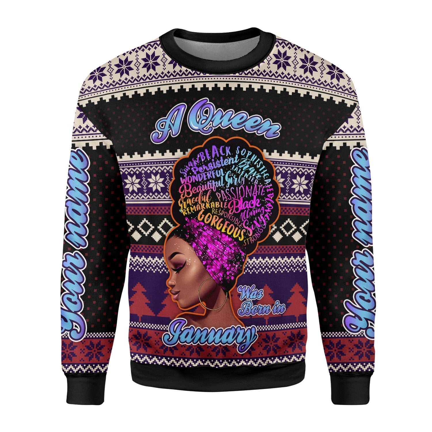 YMskins Personalized Ugly Sweater January Girl All Over Printed