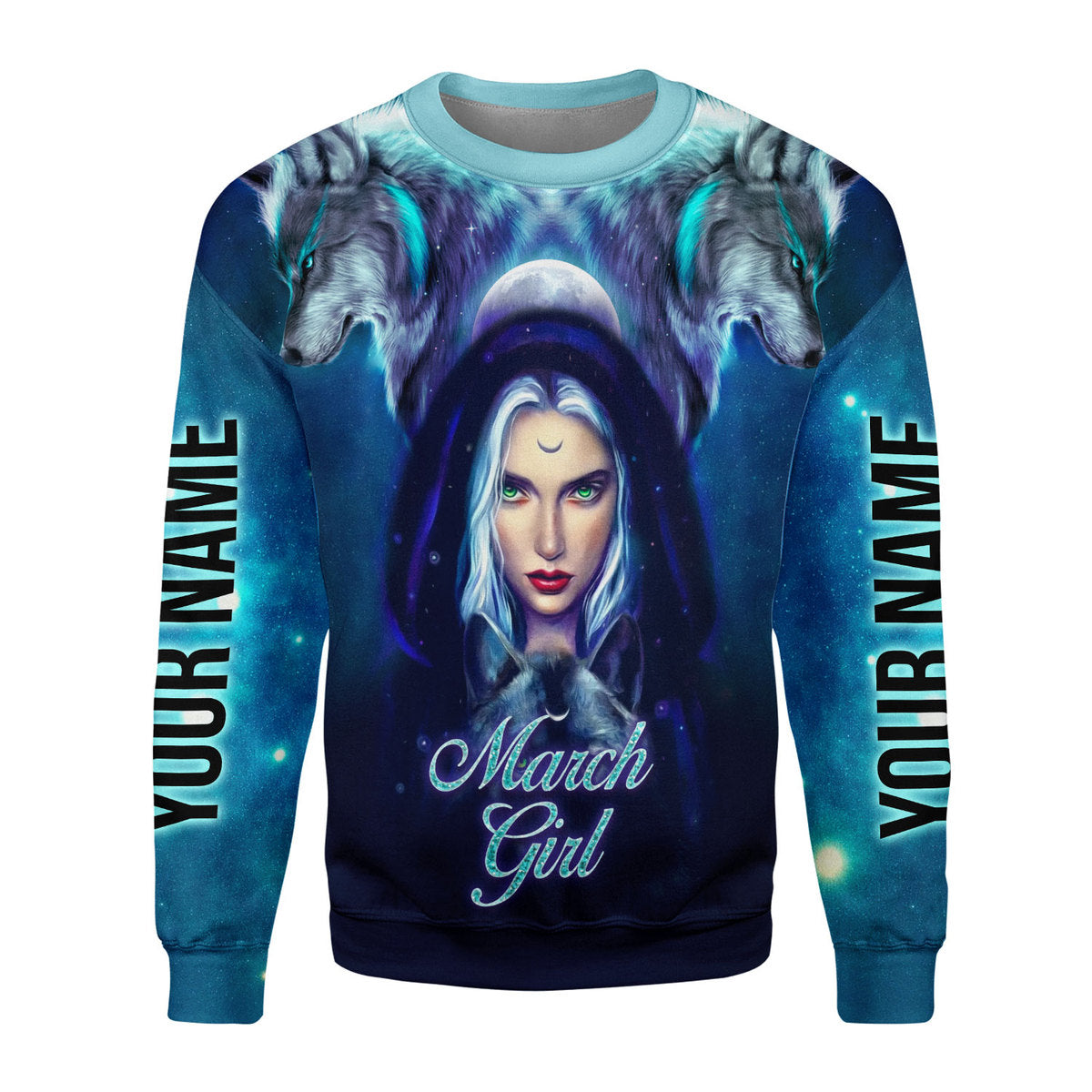YMskins Personalized Ugly Sweater March Girl I Don't Care All Over Printed