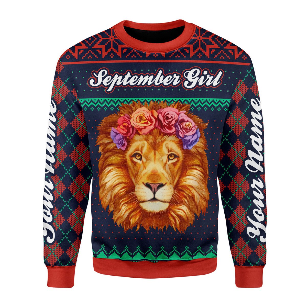 YMskins Personalized Ugly Sweater September Girl All Over Printed