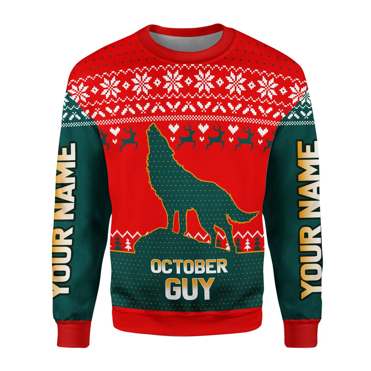 YMskins Personalized Ugly Sweater October Guy All Over Printed