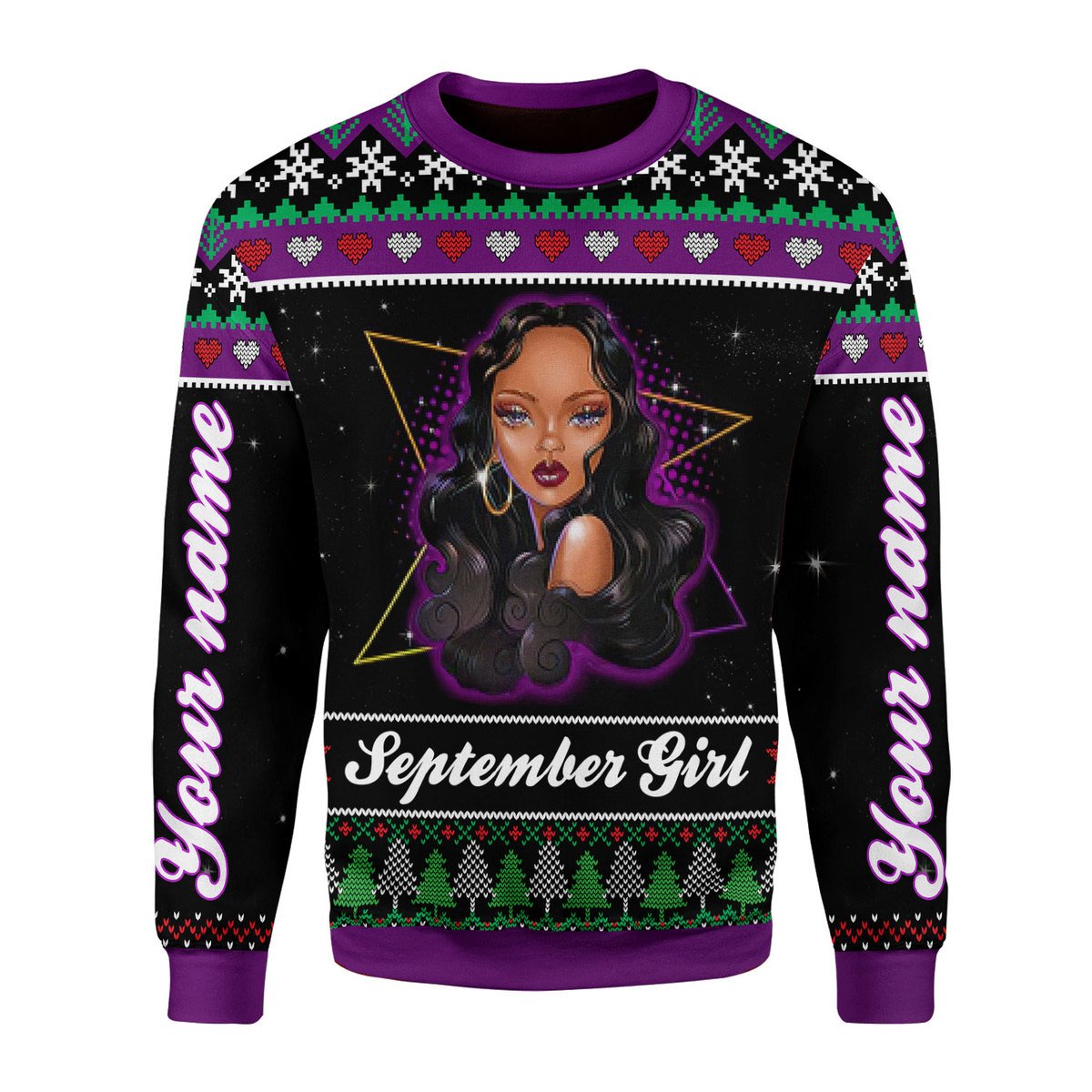 YMskins Personalized Ugly Sweater September Girl All Over Printed