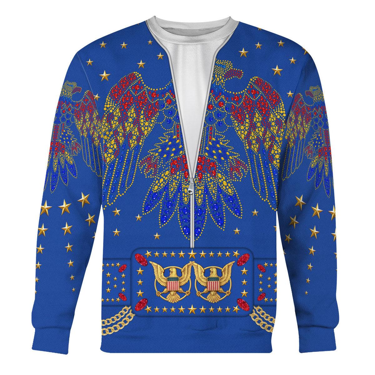 Gearhomie Elvis EAGLE Blue Costume Hoodie Sweatshirt T-Shirt Sweatpants - Gearhomie.com