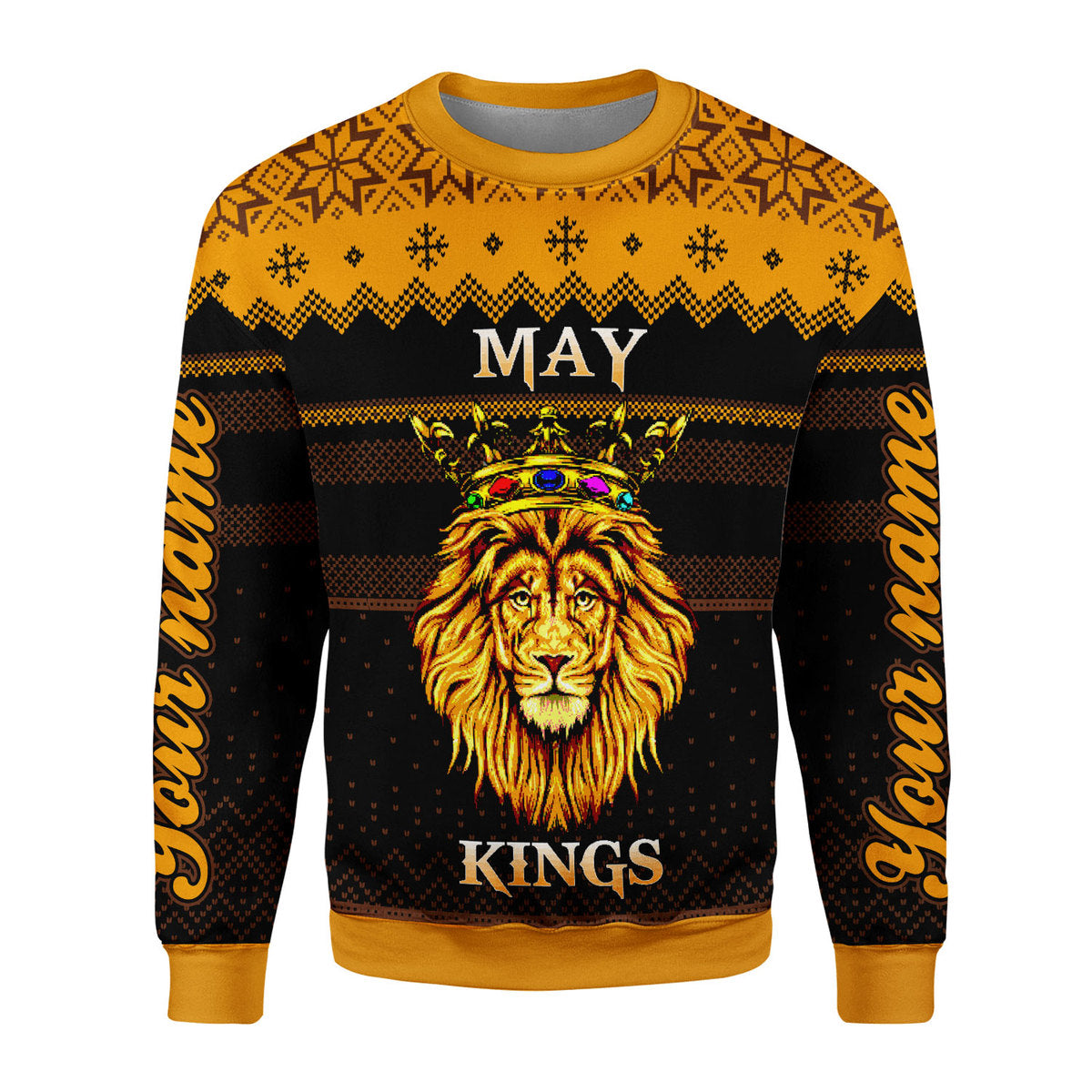 YMskins Personalized Ugly Sweater May Guy Kings Are Born In May All Over Printed