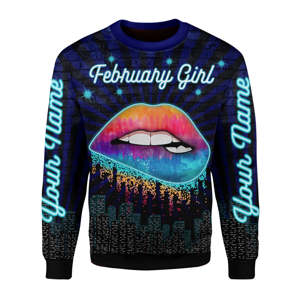YMskins Personalized Ugly Sweater February Girl Blue All Over Printed