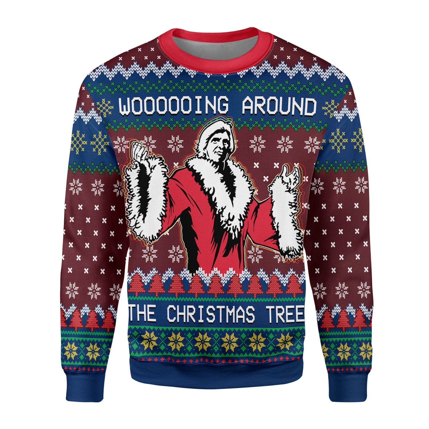 YMskins Christmas Sweater Faux Knit Ric Flair 3D Apparel