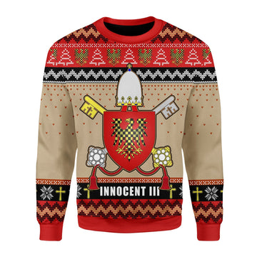 YMskins Christmas Sweater Pope Innocent III Coat of Arms 3D Apparel