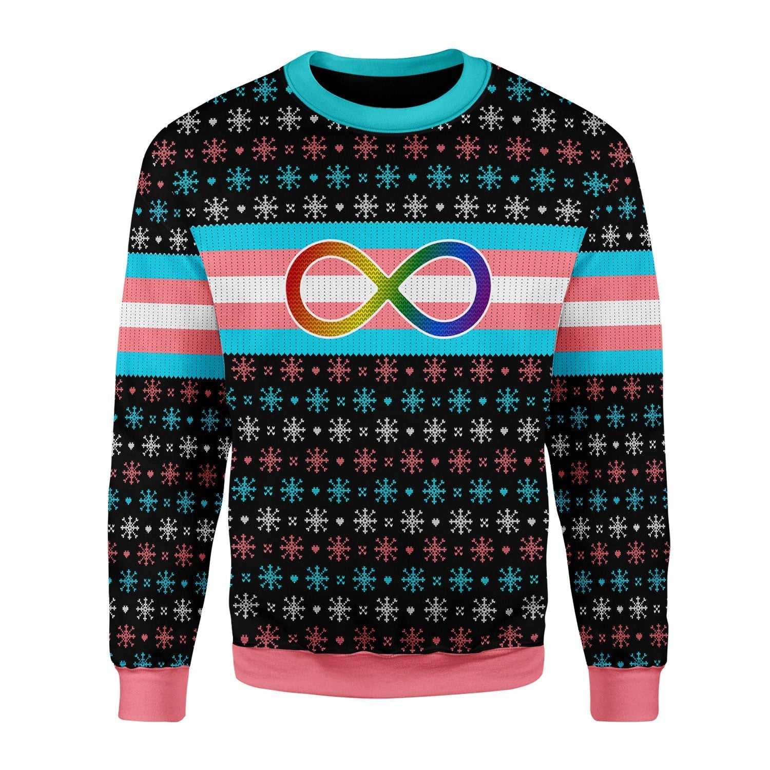 YMskins Christmas Sweater Transgender Autistic Flag 3D Apparel