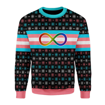 YMskins Christmas Sweater Transgender Autistic Flag 3D Apparel