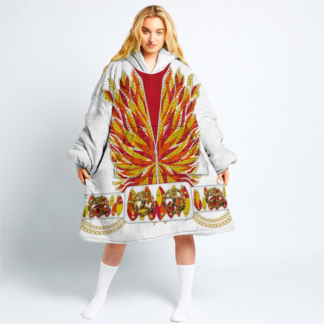 MakerHuman Elvis Flame Cosplay & Costume Over Size Hoodie Fleece One Size