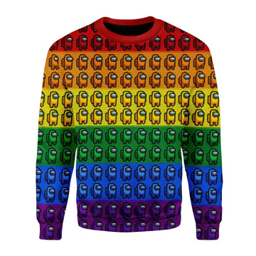 YMskins Christmas Sweater Among Us Gay Pride 3D Apparel