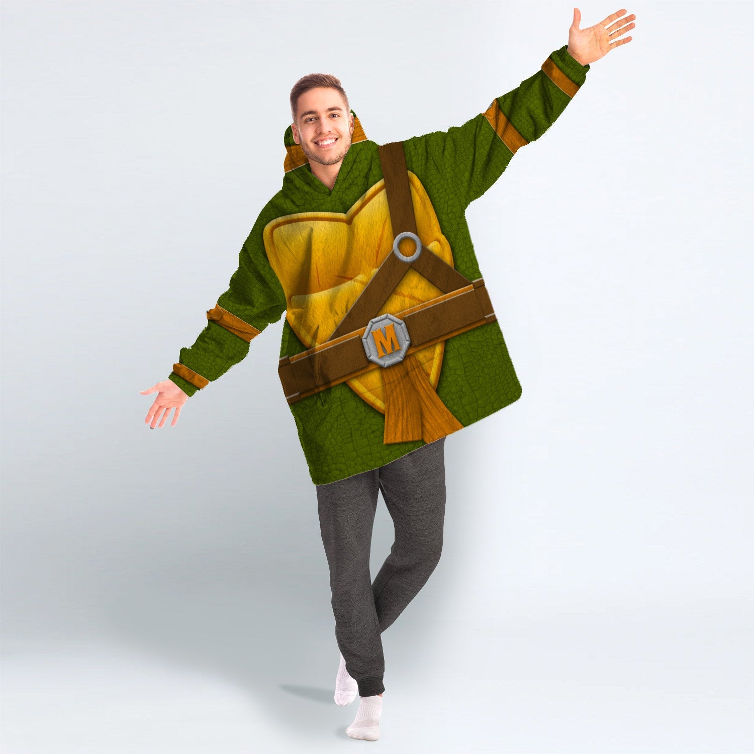 Michelangelo Cosplay & Costume Over Size Hoodie Fleece One Size
