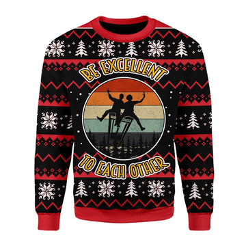YMskins Christmas Sweater Be Excellent To Each Other 3D Apparel