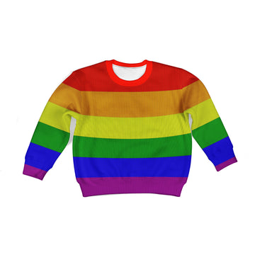 YMskins Kid Ugly Christmas Sweater Rainbow Flag LGBTQ+ 3D Apparel