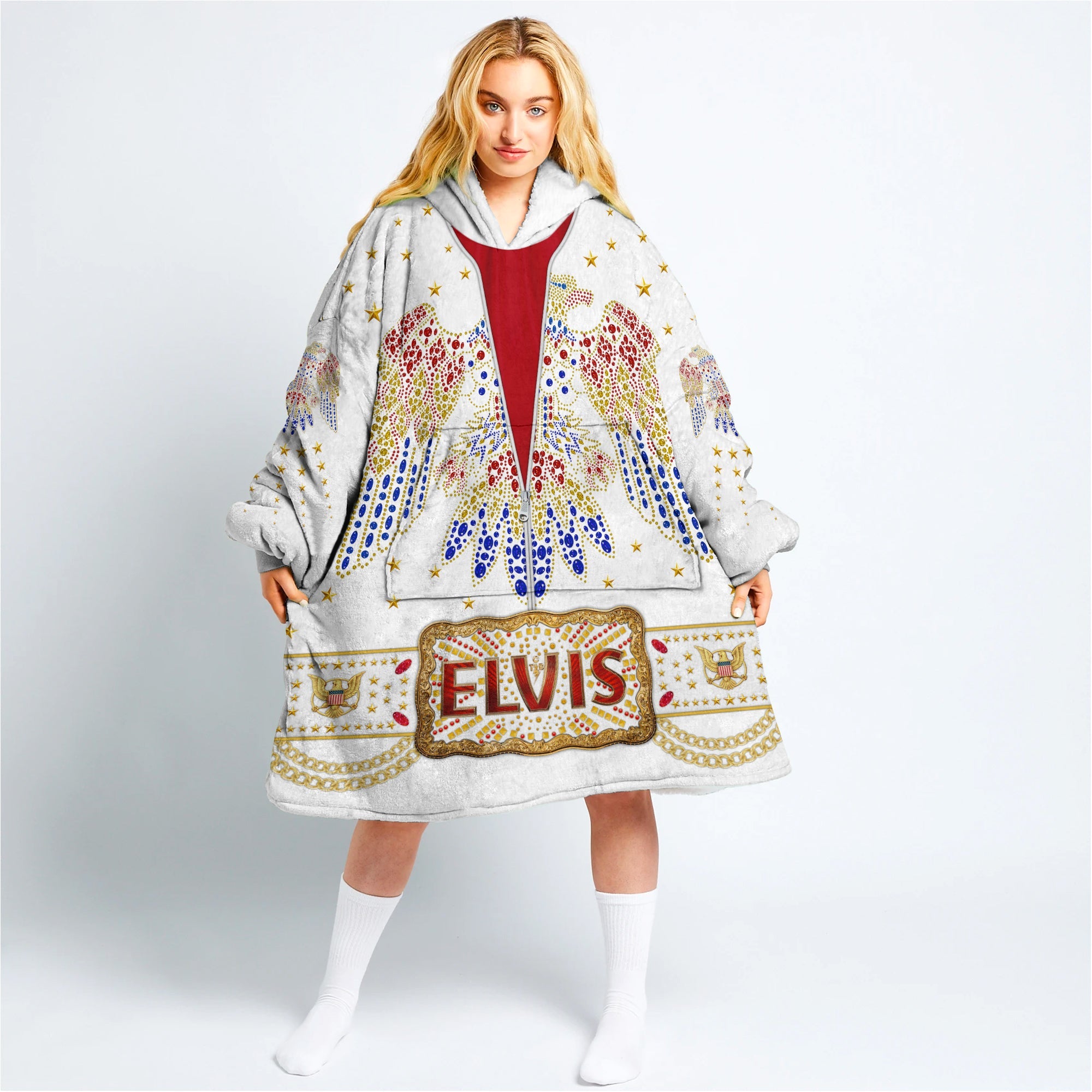 MakerHuman Elvis Aloha Tiger Cosplay & Costume Over Size Hoodie Fleece One Size