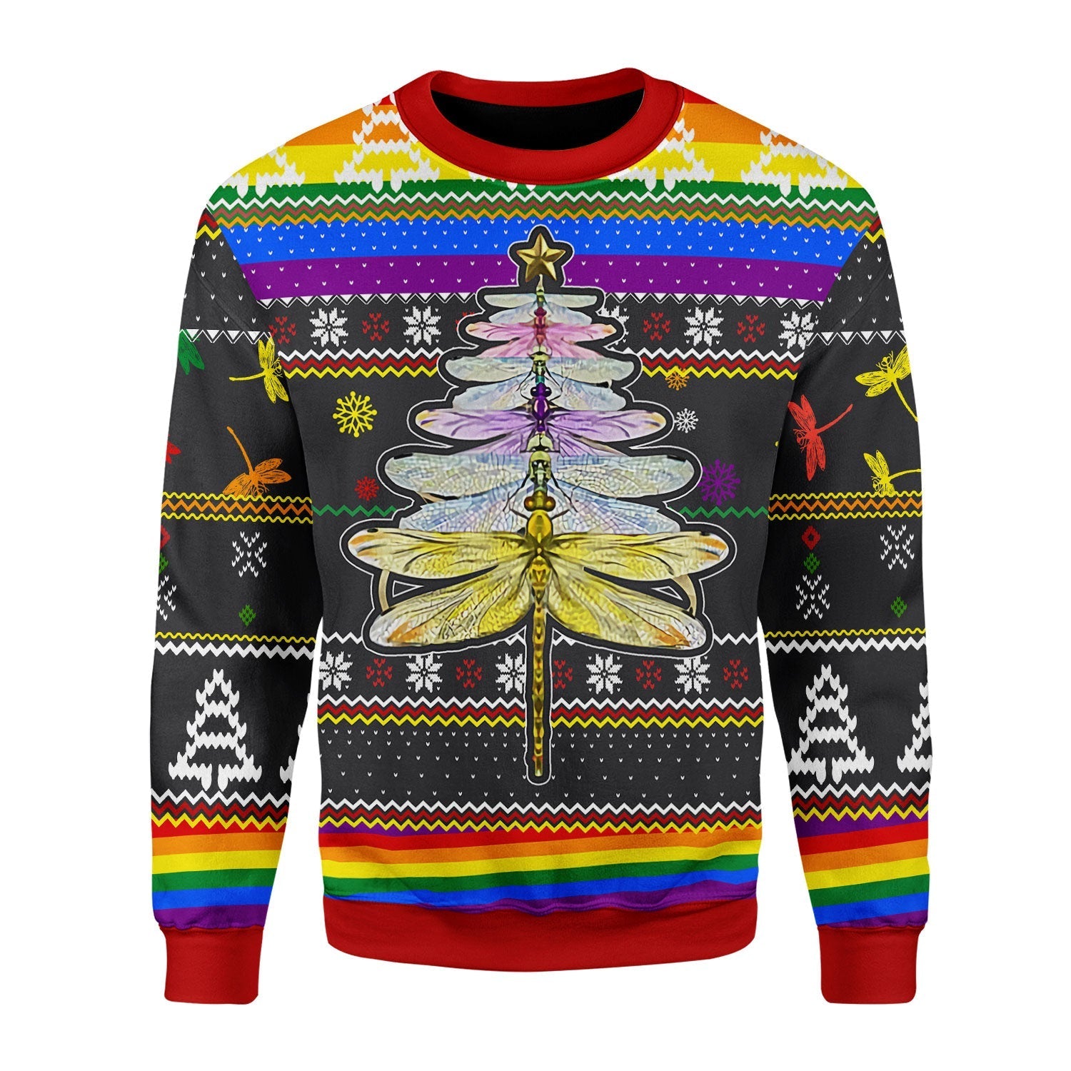 YMskins Christmas Sweater LGBT Dragon Christmas Tree 3D Apparel