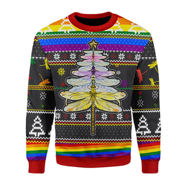 YMskins Christmas Sweater LGBT Dragon Christmas Tree 3D Apparel