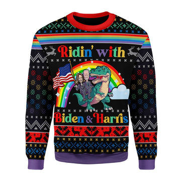 YMskins Christmas Sweater Biden And Harris LGBT 3D Apparel