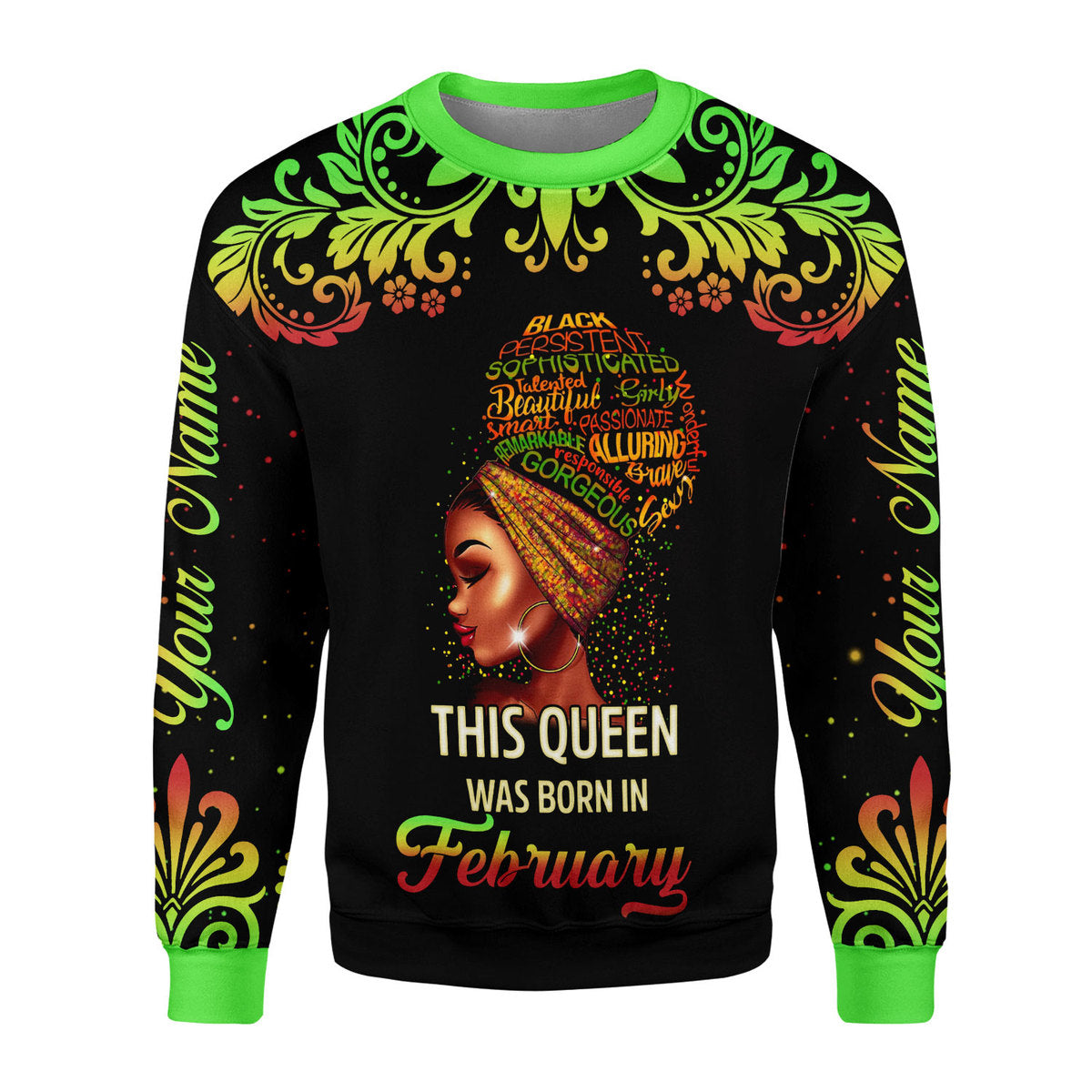 YMskins Personalized Ugly Sweater February Girl I Am 100% Me All Over Printed