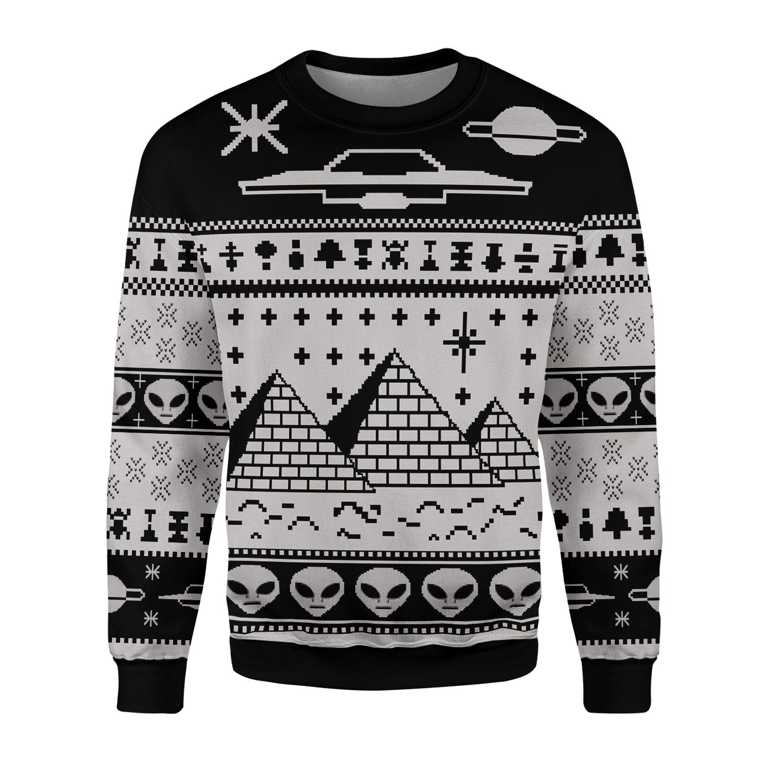 YMskins Christmas Sweater Ancient Alien Pyramid 3D Apparel