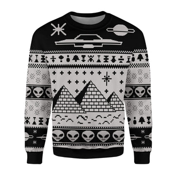 YMskins Christmas Sweater Ancient Alien Pyramid 3D Apparel
