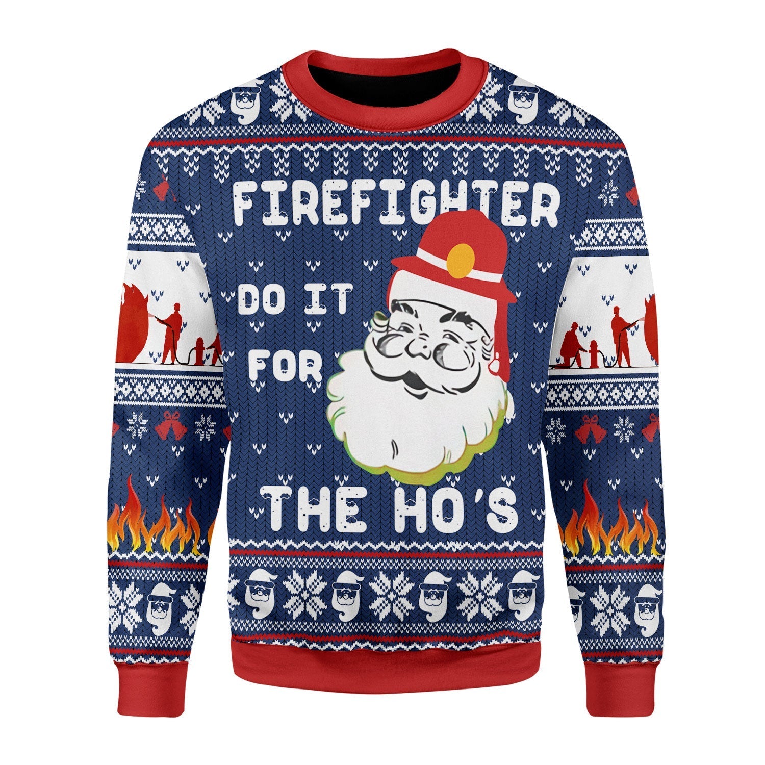 YMskins Christmas Sweater Firefighter Do It For The Ho's 3D Apparel