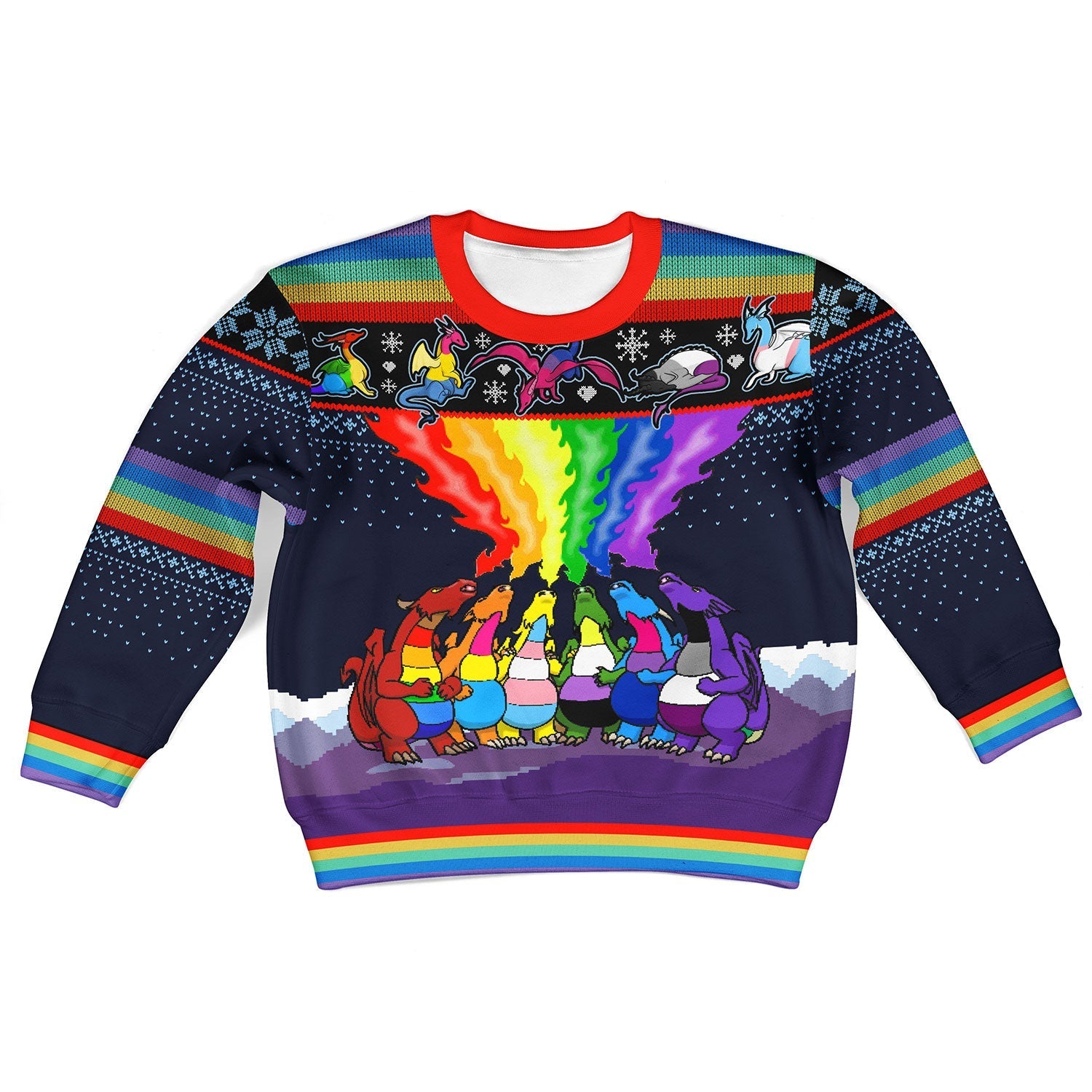 YMskins Kid Christmas Sweater Dragon LGBT 3D Apparel