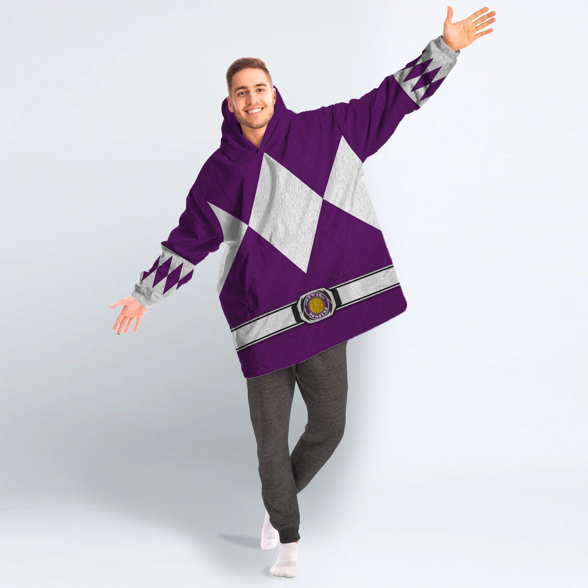 Bulk and Skull Purple Ranger Over Size Snug Hoodie Fleece One Size