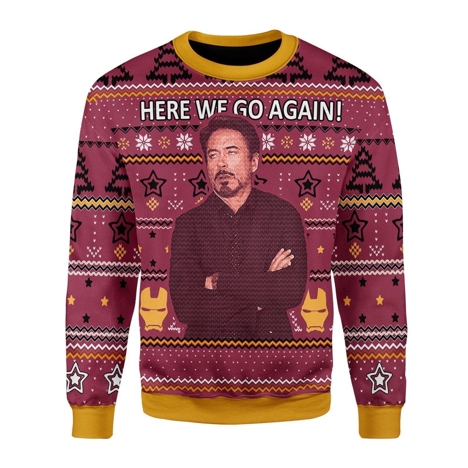 YMskins Christmas Sweater Here We Go Again 3D Apparel