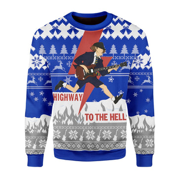 YMskins Christmas Sweater Highway To The Hell 3D Apparel