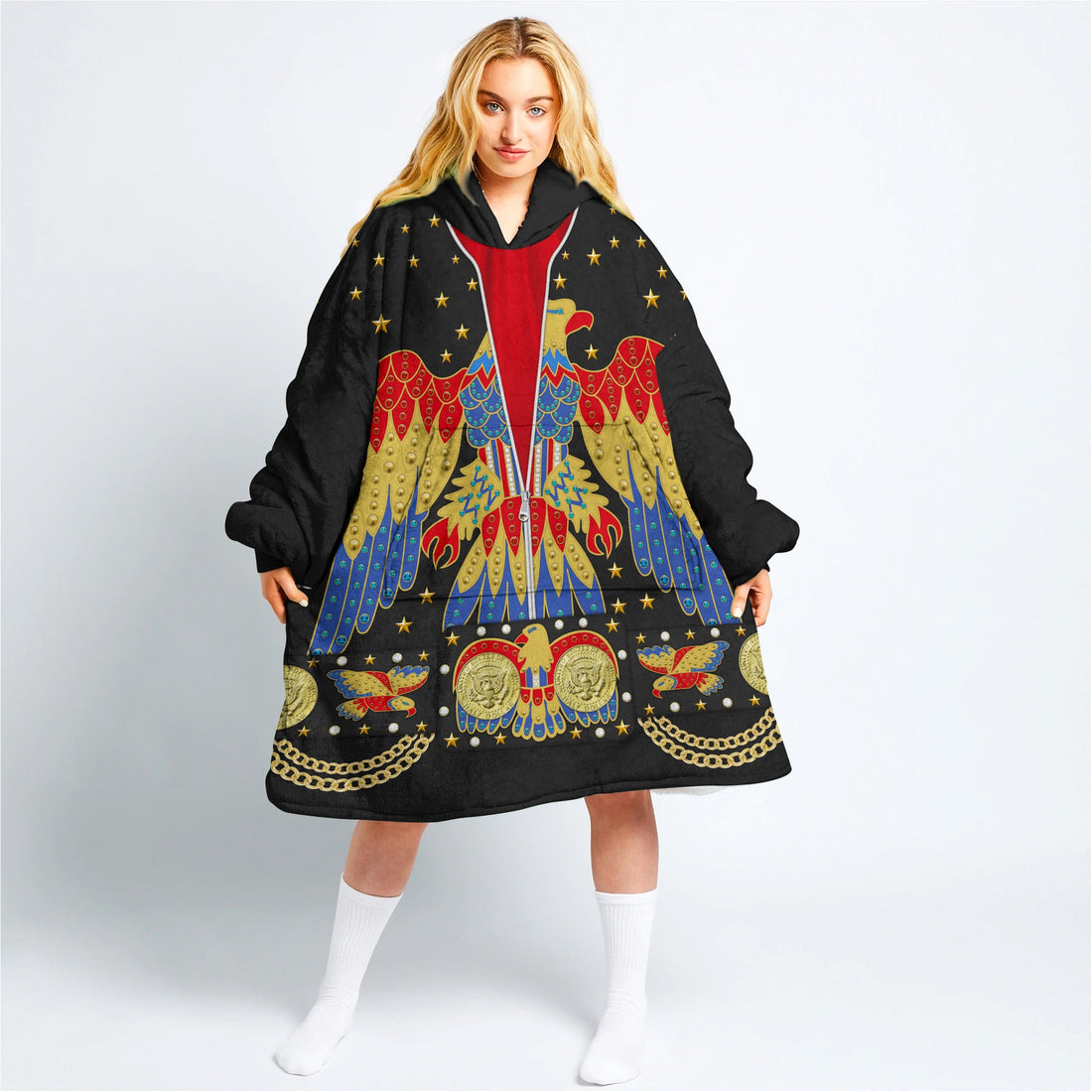 MakerHuman Elvis EAGLE Black Cosplay & Costume Over Size Hoodie Fleece One Size